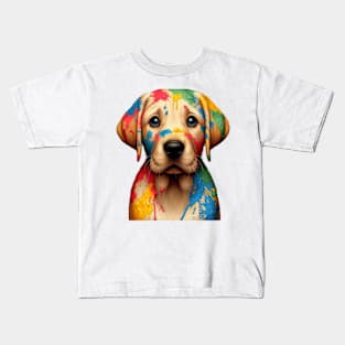 Colorful Canine Chaos: Labrador Retriever Kids T-Shirt